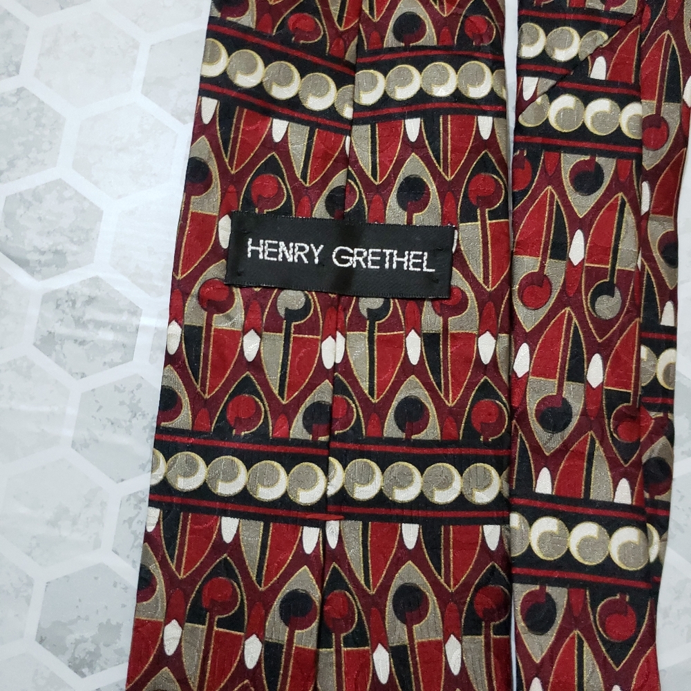 Henry Grethel  Mens Necktie Tie Burgundy - Picture 4 of 4